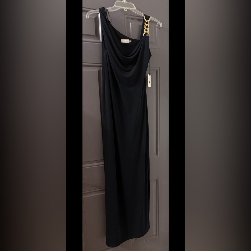 Calvin Klein Elegant Navy Blue Evening Dress